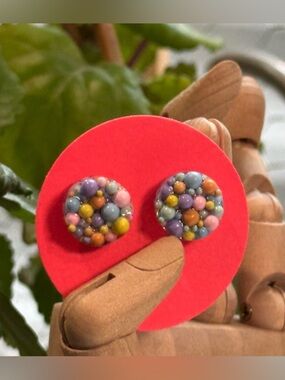 Colorful Confetti Resin Stud Earrings - Pastel Multicolor